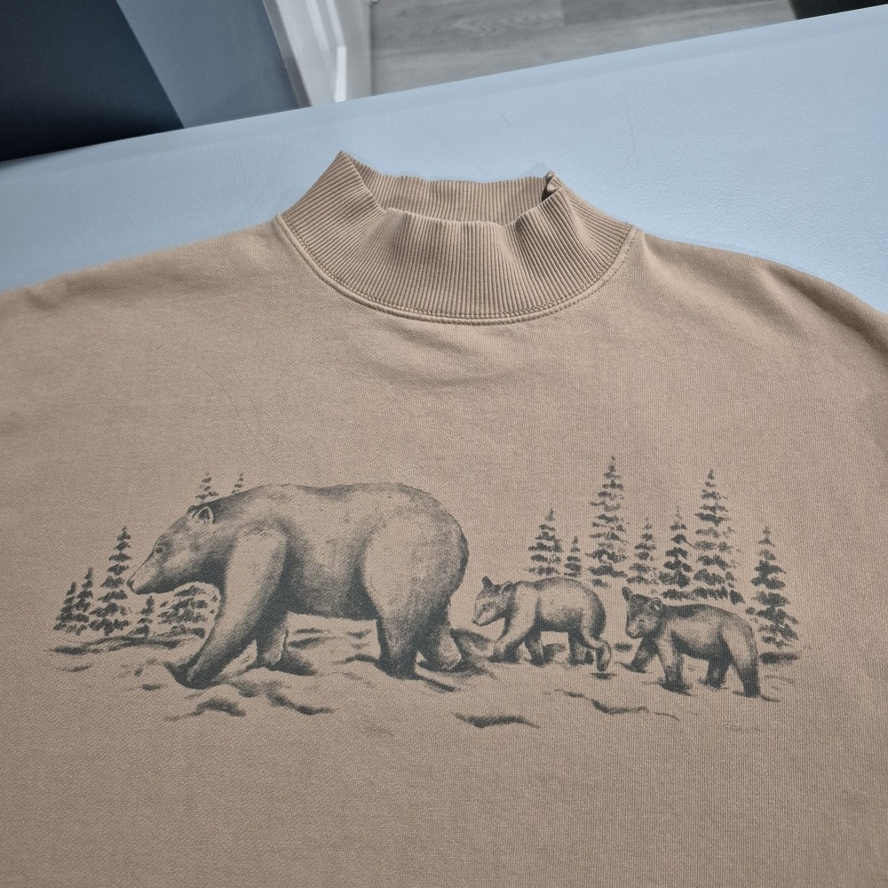 American Eagle Sweatshirt Womens Small Brown Mama Bear Cubs Cabincore Hiking